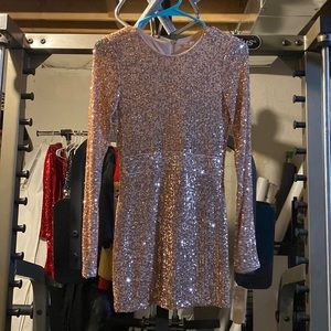 Rose gold sequin mini dress XS